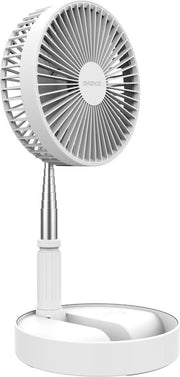 Verstelbare Accu Ventilator - 3 Standen - Ventilator staand - Tafelventilator - Opklap & Draagbaar met accu - Statiefventilator - Wit