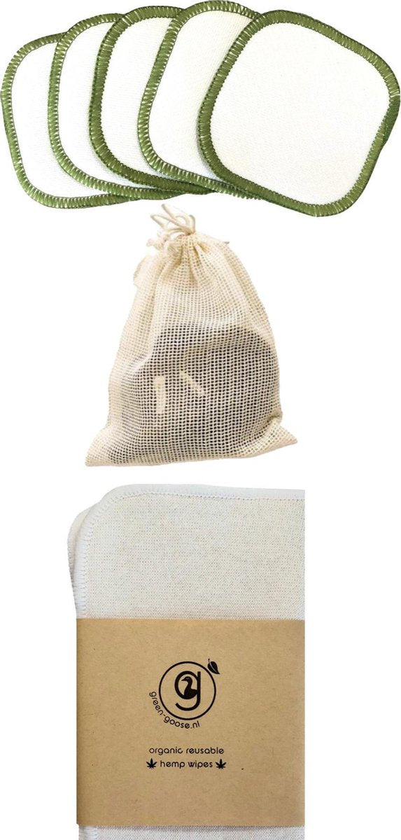 green-goose® XL Make-up Pads (5) | Reinigingsdoekjes (3) | Waszakje | Uitwasbaar | Duurzaam Alternatief | GOTS Gecertificeerd