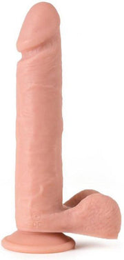 Virgite vibrerende dildo van 24.5 cm met ballen en remote control - beige