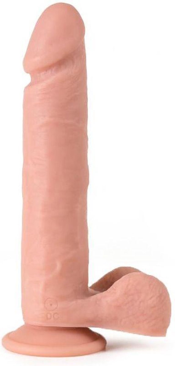 Virgite vibrerende dildo van 24.5 cm met ballen en remote control - beige