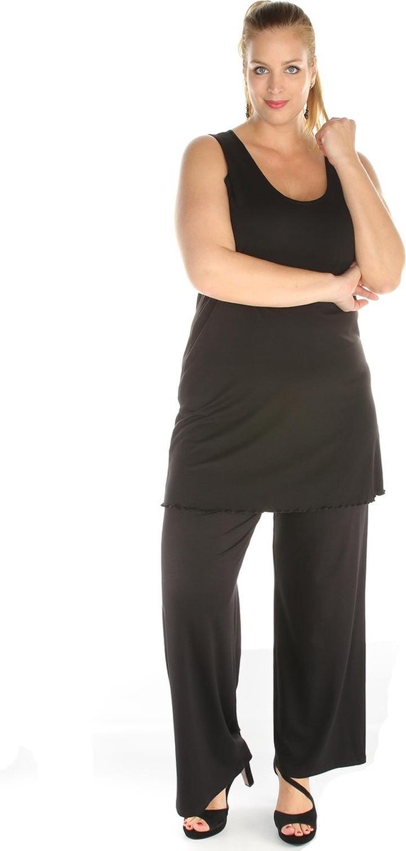 Broek jersey zwart 1/2 wijd