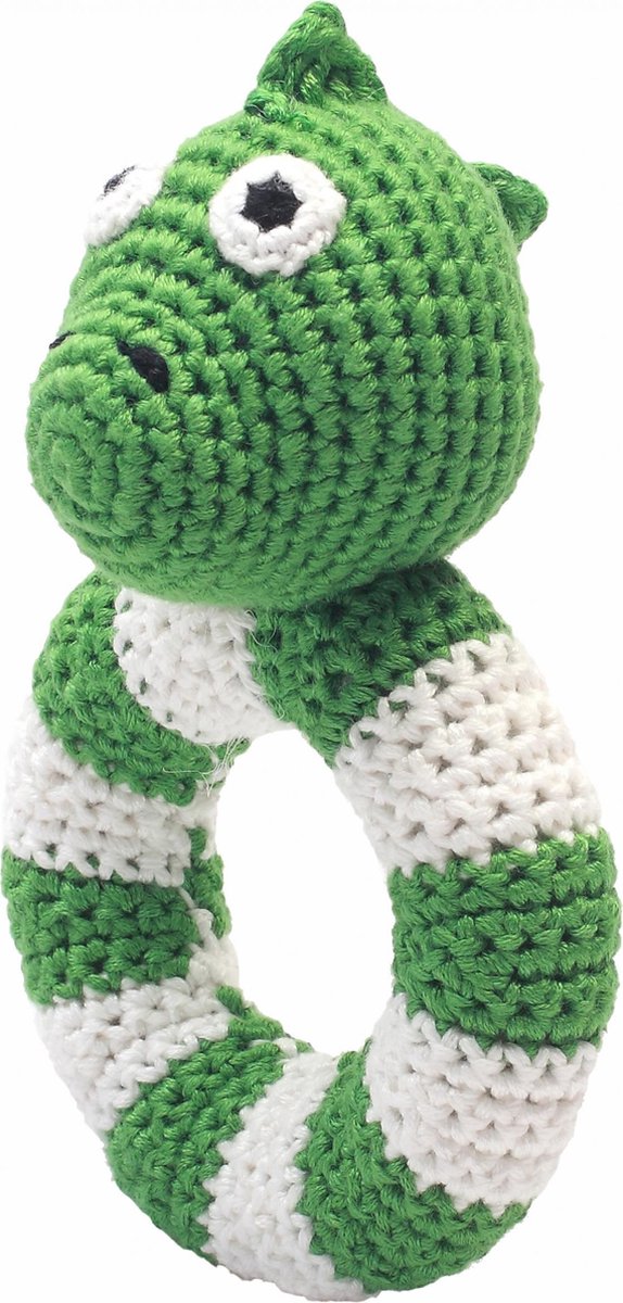 Naturezoo Ringrammelaar Dino Gehaakt 14 Cm Groen