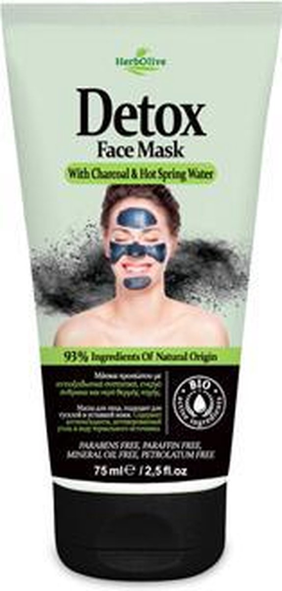 HerbOlive Gezicht Masker Detox *Houtskool & Warm Bronwater* 75ml