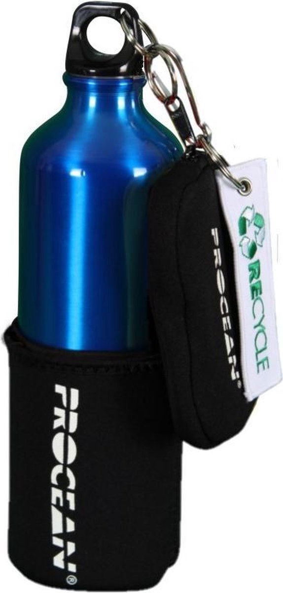Aluminium fles 750 ml set blauw/zwart