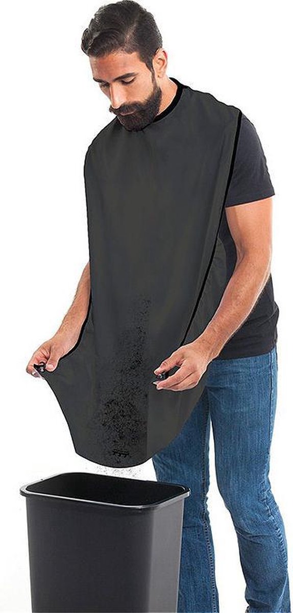 VSE baard schort / baard cape inclusief 2 zuignappen lichtgewicht zwart