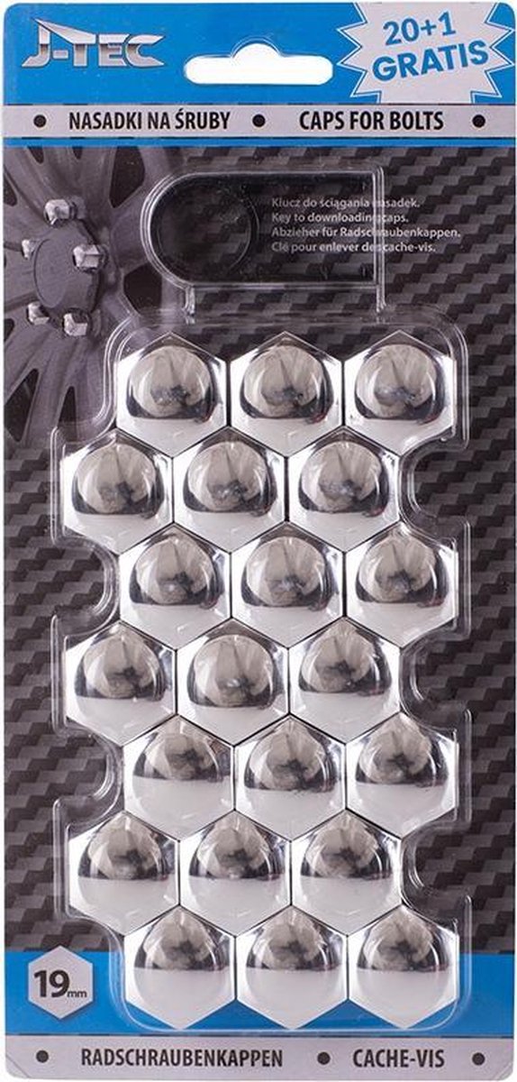 J-tec Wielmoerkapjes 19 Mm Synthetisch Zilver 20+1 Stuks