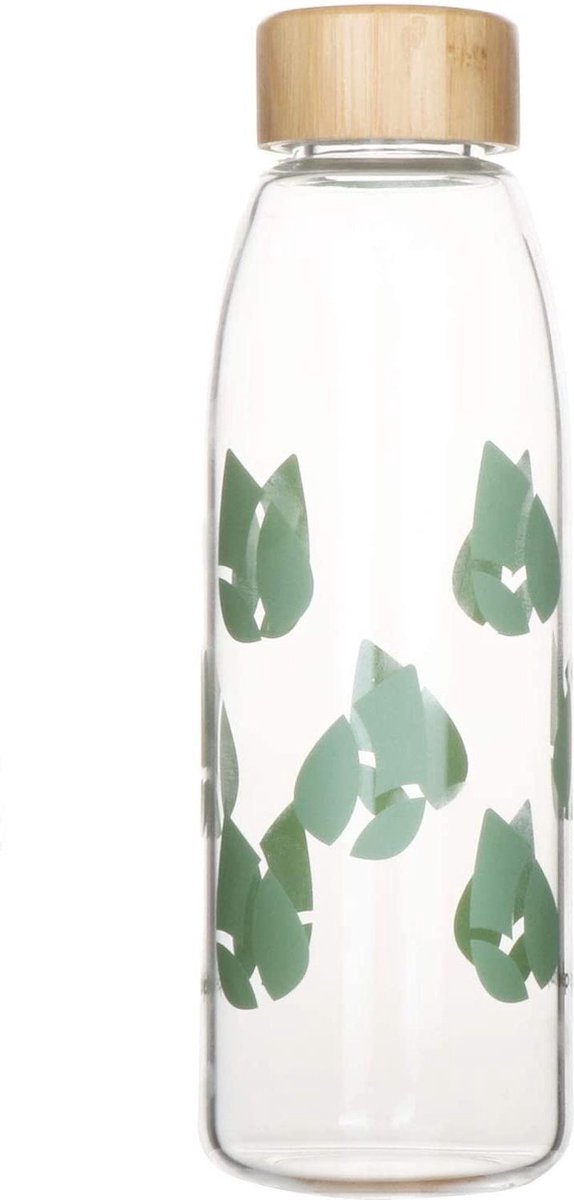 Pebbly Drinkfles Hydration 550 Ml Bamboe/glas Groen