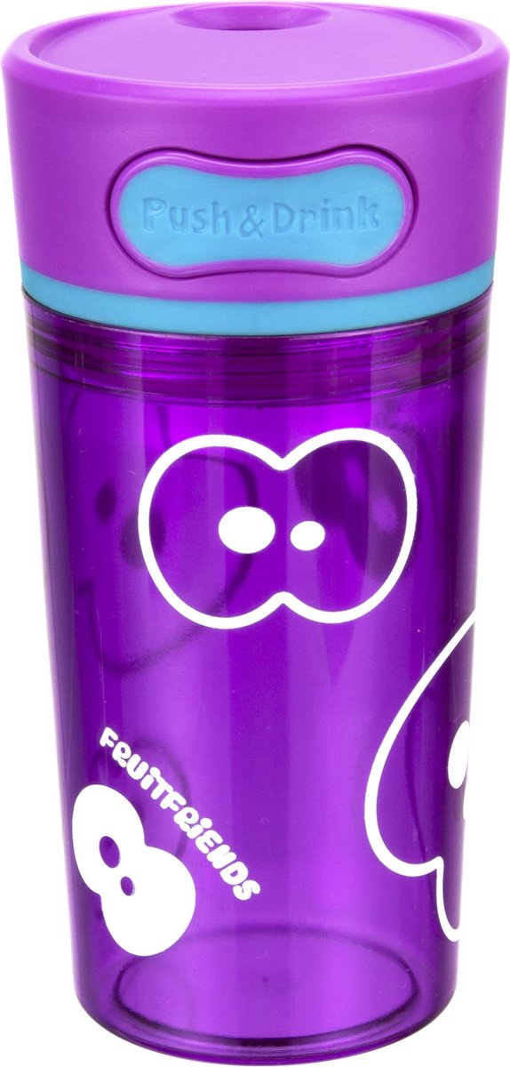 Fruitfriends Drinkbeker Push - Kunststof - 300 ml - Paars