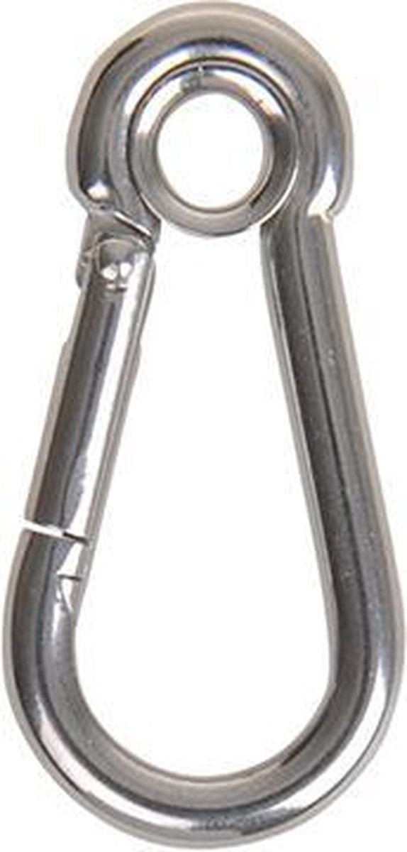 Karabijnhaak 50x5mm met gesloten oog A4 RVS AISI 316 570 daN