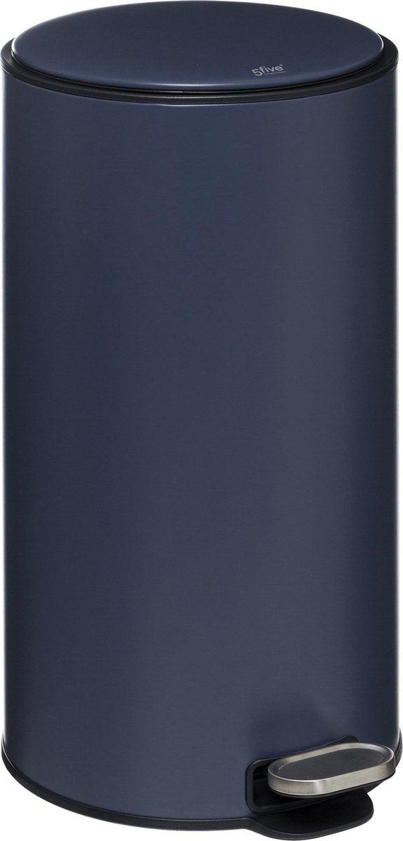 5Five Delta Vuilnisemmer metaal Blauw - Soft close - Anti geur actief koolstoffilter - Uitneembare emmer - 30L - Afvalemmer