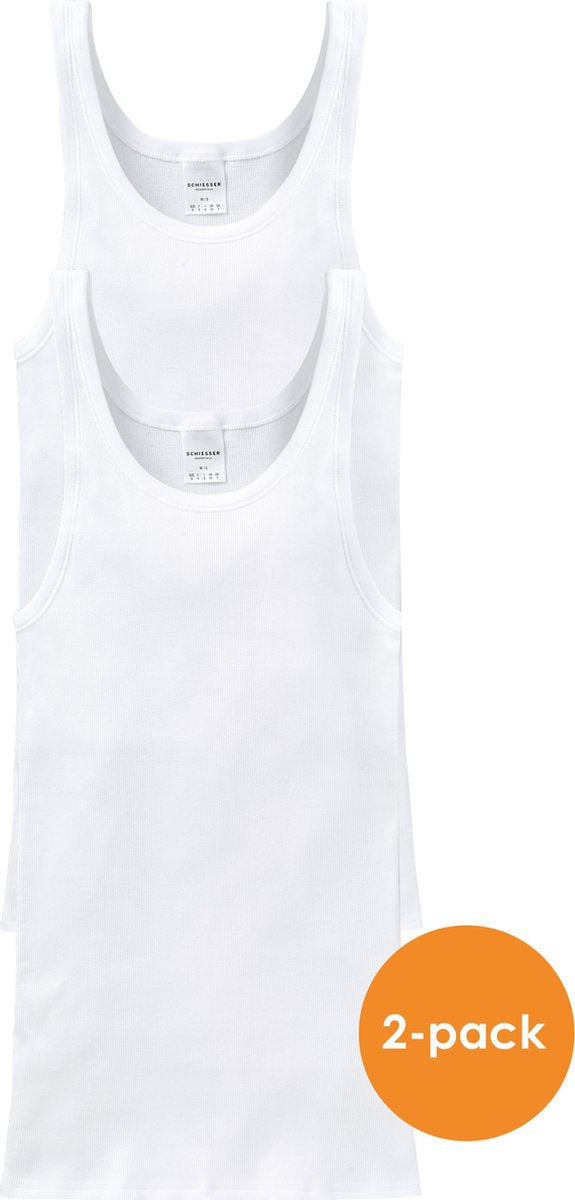 SCHIESSER Essentials singlets (2-pack) - Doppelribb - wit -  Maat: 3XL
