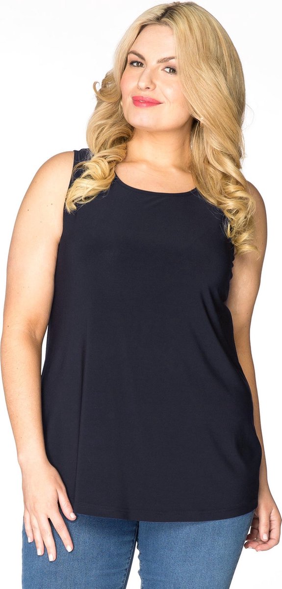 Yoek | Grote maten - dames top slim fit zonder mouwen - donkerblauw
