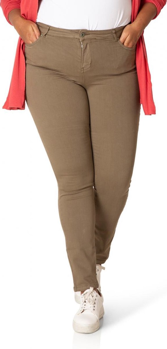 YESTA Mella Broek - Dark Khaki - maat 4(54/56)