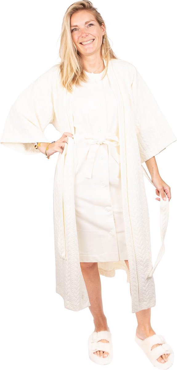 Tjar kimono - off white - maat M - kleding - unisex - badjas