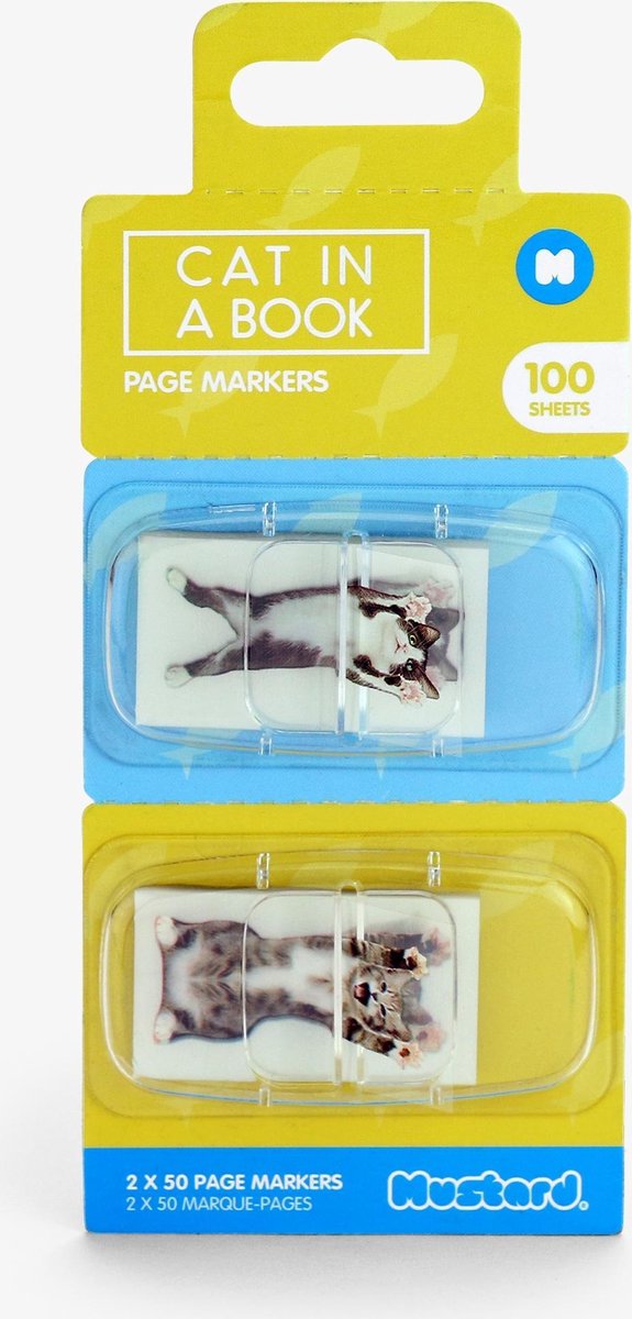 Desktop Page Markers Cat in a Book 100 Pieces