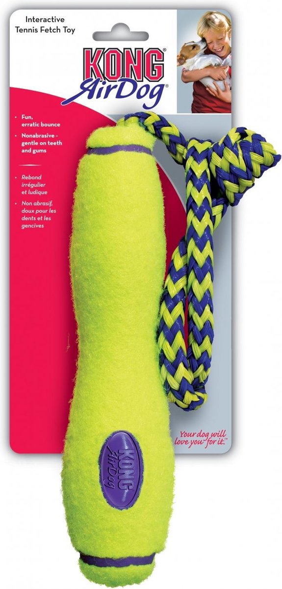 Kong Air Werpstok - L - Bal - 38.5 x 14.9 x 7.1 cm - Geel