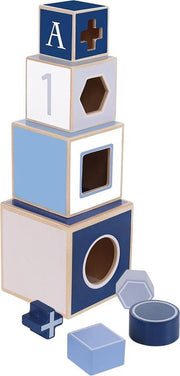 Jipy Houten Stapeltoren + 4 Blokken Blauw