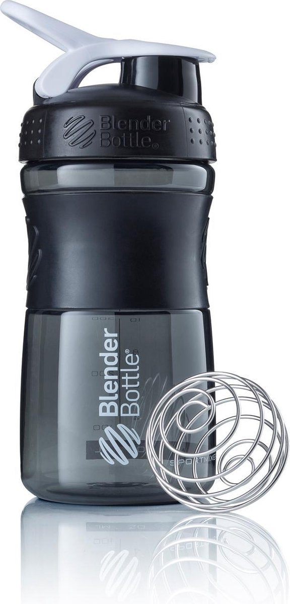 BlenderBottle SportMixer Tritan Grip - Eiwitshaker / Bidon - 590ml - Black/White