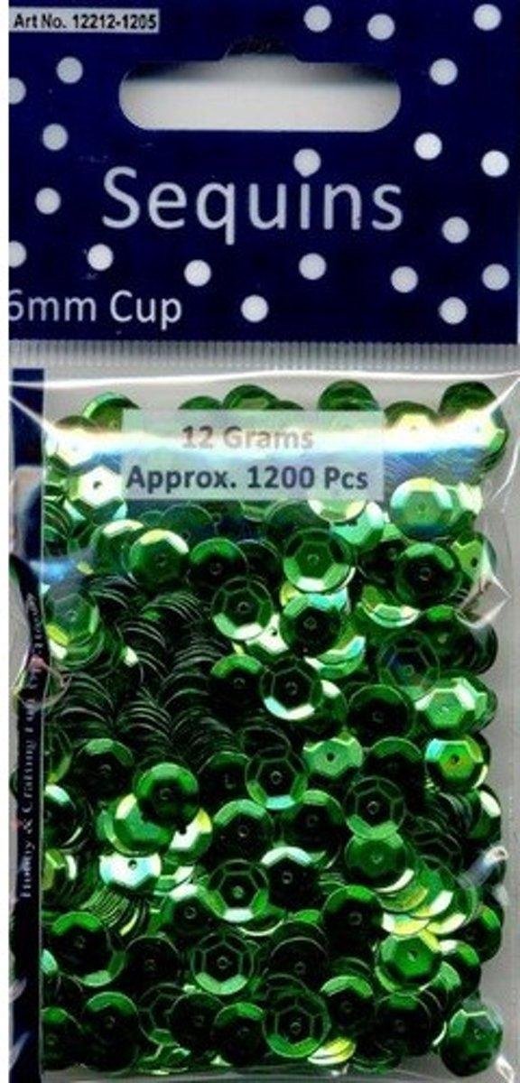 Pailletten facon metal groen 6 mm 12 GR 12212-1205. 4 ZAKJES a 1200 STUKS.