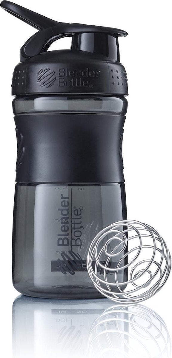 BlenderBottle SportMixer Tritan Grip - Eiwitshaker / Bidon - 590ml - Black/Black