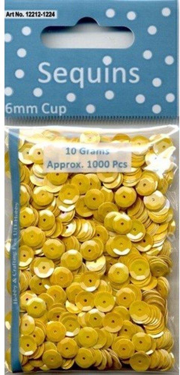 Pailletten facon AB kleur geel 6 mm 10 GR 12212-1224. 4 ZAKJES a 1000 STUKS.