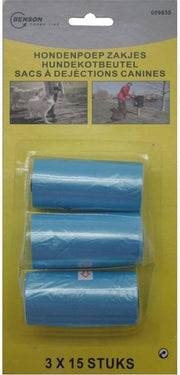 Hondenpoep Zakjes 3 x 15 Stuks