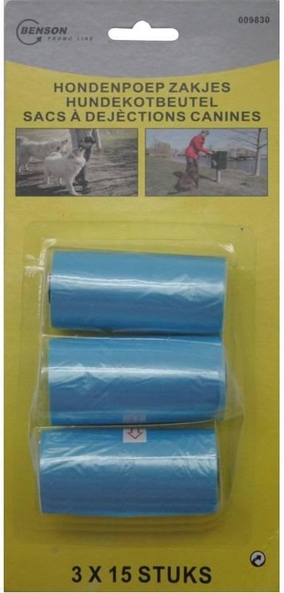 Hondenpoep Zakjes 3 x 15 Stuks