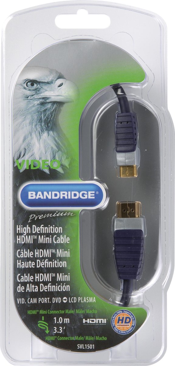 Bandridge - HDMI naar Mini HDMI kabel - 1 m - Zwart