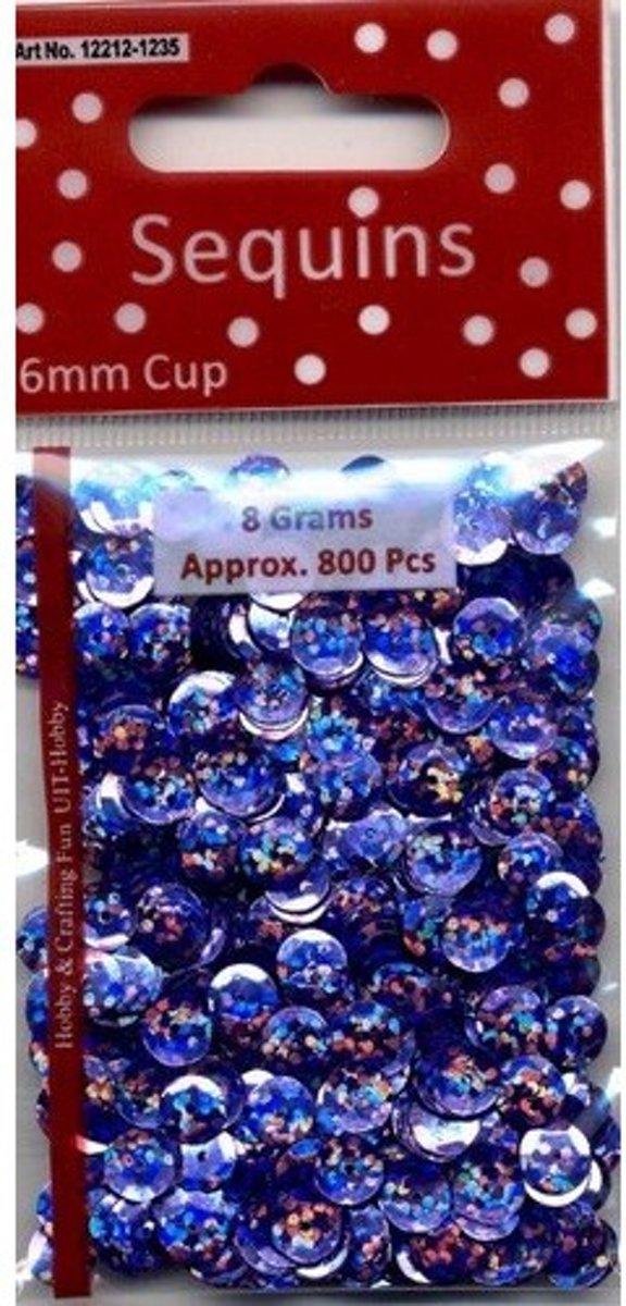 Pailletten facon hologram paars 6 mm 8 GR 12212-1235. 4 ZAKJES a 800 STUKS.
