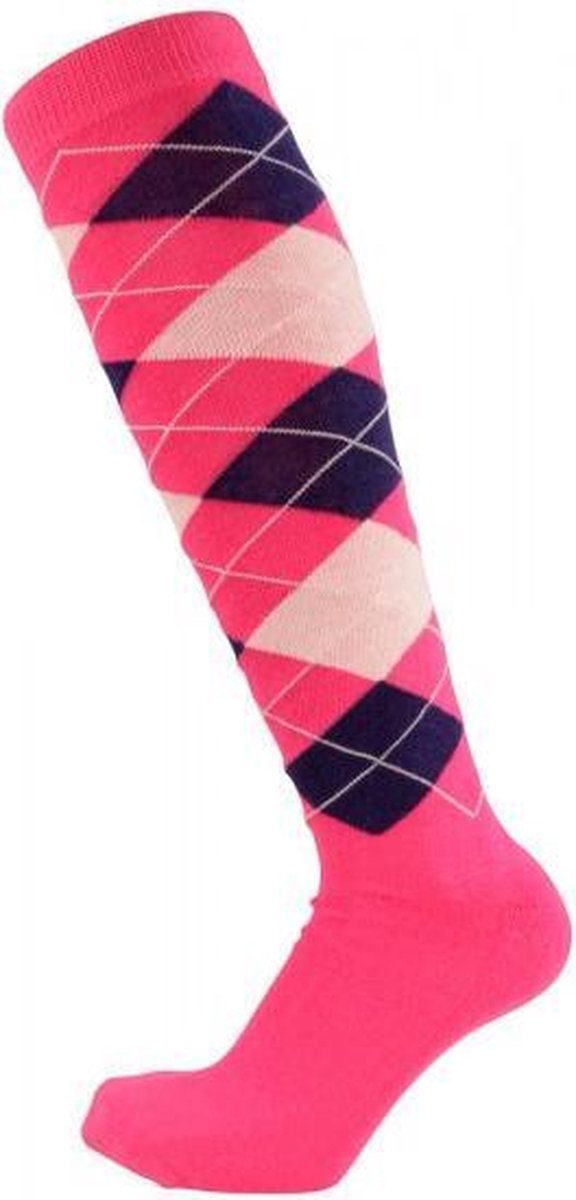 Pfiff sokken - Ruitersokken Roze - Paars - Sportsokken - Paardrijden - Unisex sokken - Kniesokken - Maat 37-39