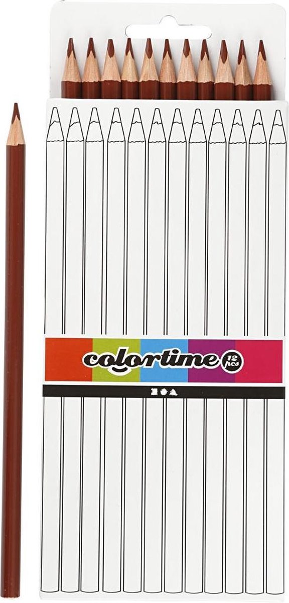 Colortime Kleurpotloden 3 Mm Vulling 17 Cm Donkerbruin 12 Stuks