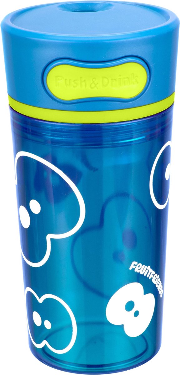 Fruitfriends Drinkbeker Push - Kunststof - 300 ml - Blauw