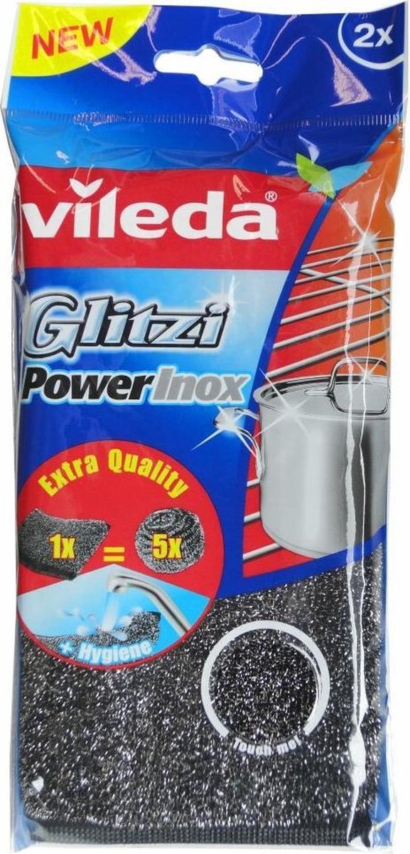 5x Vileda Schuursponzen Glitzi Power Inox 2 stuks