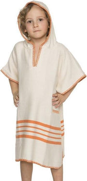 Kinder Strandponcho Natural Orange - Leeftijd 2-3 Jaar - Jongens/meisjes/unisex Pasvorm - Poncho Handdoek Voor Kinderen Met Capuchon - Zwemponcho - Badcape