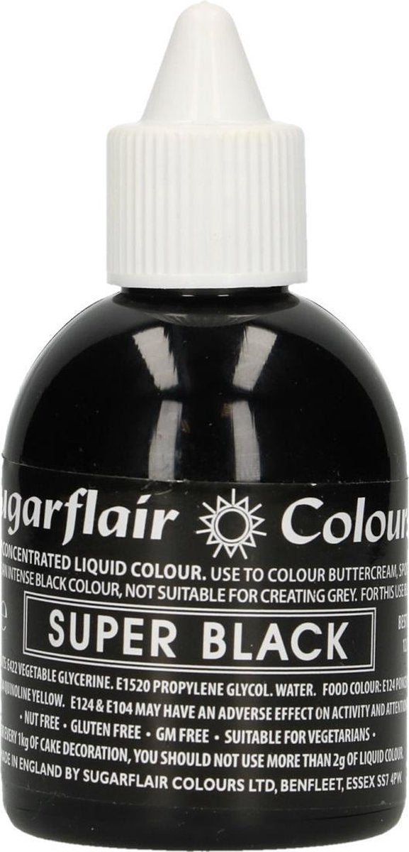 Sugarflair Vloeibare Voedselkleurstof - Super Zwart - 60ml