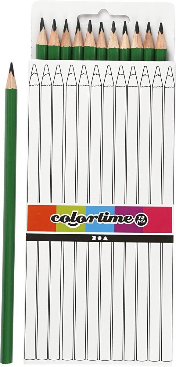 Colortime Kleurpotloden 3 Mm Vulling 17 Cm Donkergroen 12 Stuks
