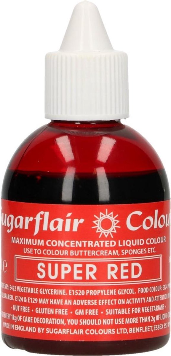 Sugarflair Vloeibare Rode Voedselkleurstof Super Rood 60ml