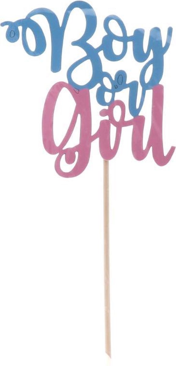 Taartprikker Boy Or Girl ? - 30.5 cm hoog - 14 cm lang roze blauw