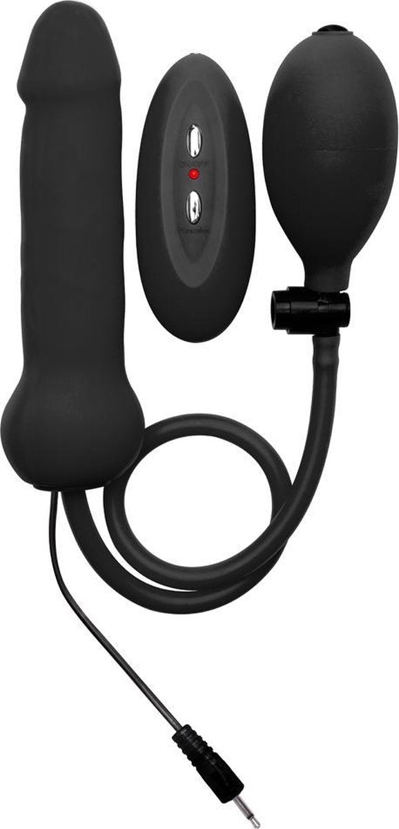 Ouch! – Siliconen Opblaasbare Vibrator met Penis Vorm - Zwart