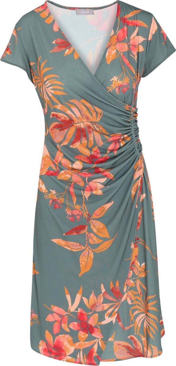 Cassis - Plisséjurk met bloemenprint - Kaki
