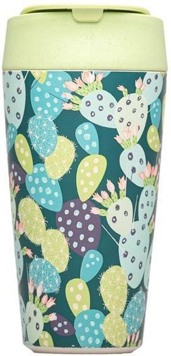 Bioloco Chicmic - Koffiemok plantaardig - deluxe uitvoering - cactus print - lekvrij - bamboevrij