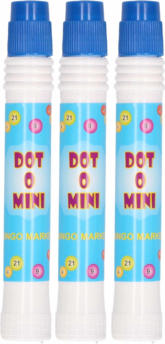 3x Bingo stiften/markers blauw