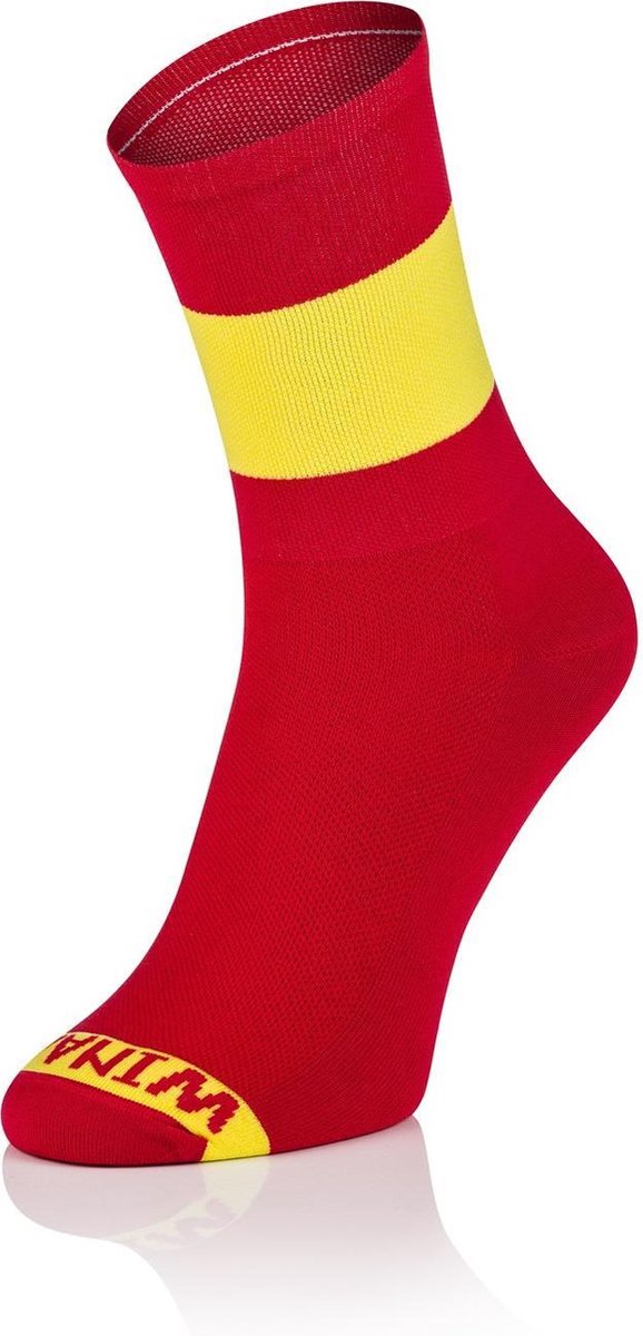 Winaar Spanje Fietssokken Rood/Geel Maat XS (36-38)