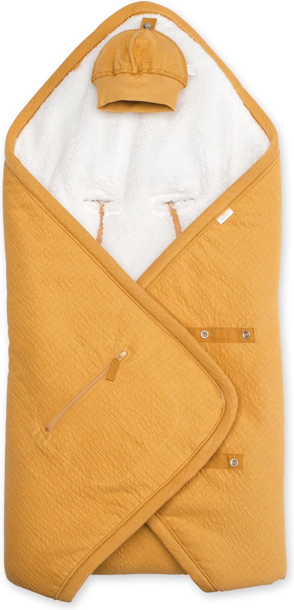BEMINI Wikkeldeken BISIDE® 0-12m Oker Golden Pady tetra jersey teddy