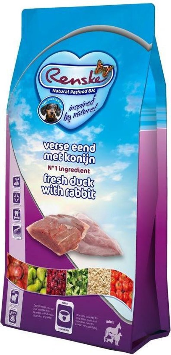 8x Renske Super Premium Adult Eend - Konijn 600 gr