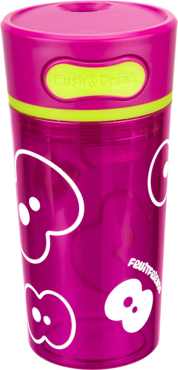 Fruitfriends Drinkbeker Push - Kunststof - 300 ml - Pink