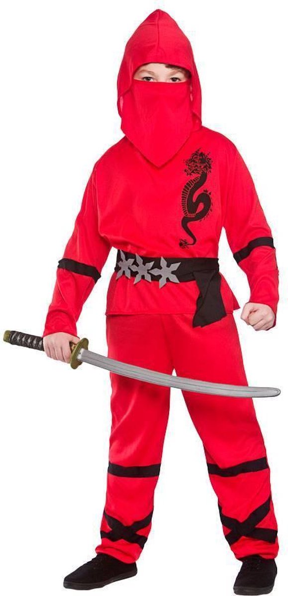 E-Carnavalskleding.nl: 116cm - e-Carnavalskleding.nl Ninja pak power rood