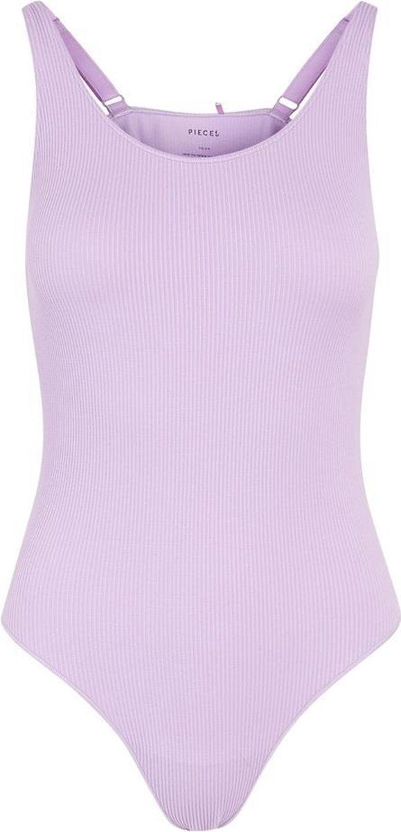 Pieces Rib Body - Bodystocking - Rib patroon - Purple  - M/L   - Paars