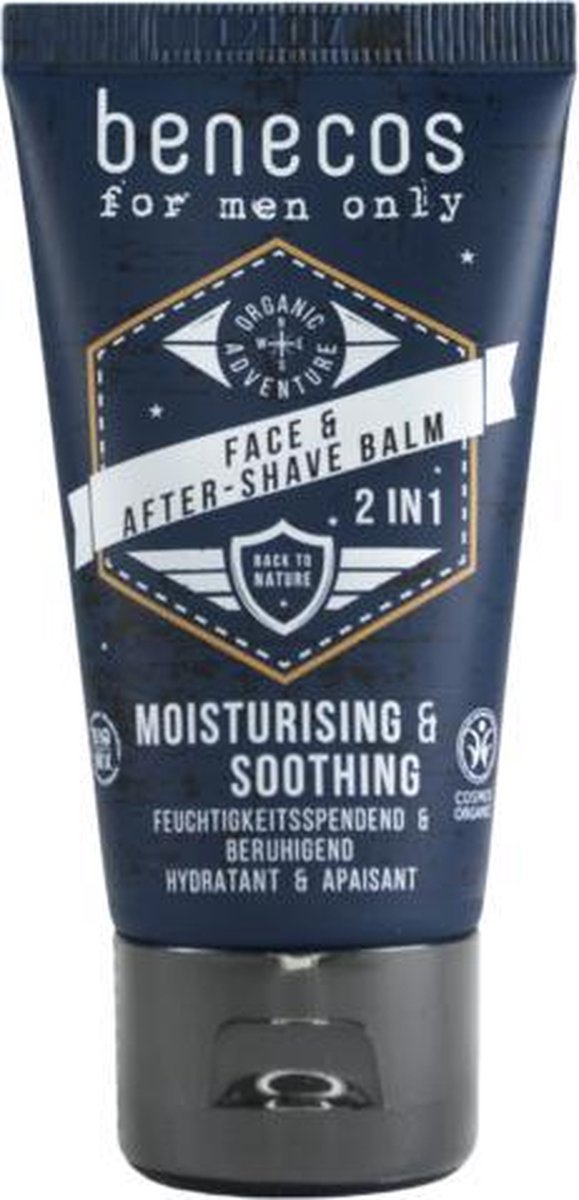 Benecos - For Men Only Face & After Shave Balm Natural Moisturizing & Soothing Lotion After Shaving 50Ml