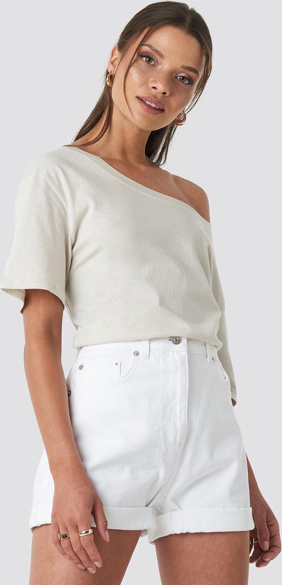NA-KD Turn Up Mom Shorts White - 34